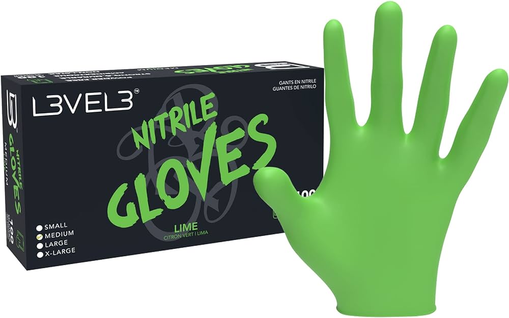 L3VEL3 Professional Nitrile Gloves - Lime (100)