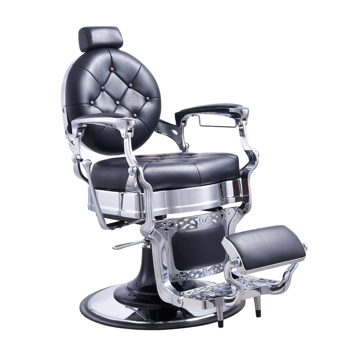Vanquish Barber Chair - Black with Chrome Frame