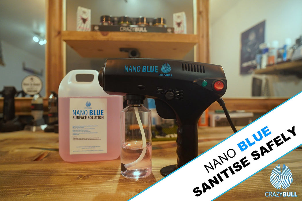 Crazy Bull Nano Blue Sanitiser Gun - Includes a free 2.5L bottle Solution - MCR Barber Supplies