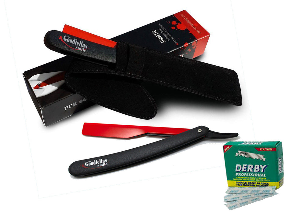 The Goodfellas Smile Straight Razor Shavette - Includes Free Pack of Derby