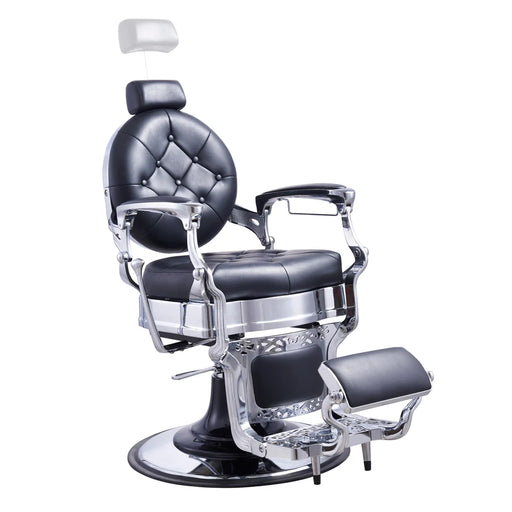 Vanquish Barber Chair - Black with Chrome Frame