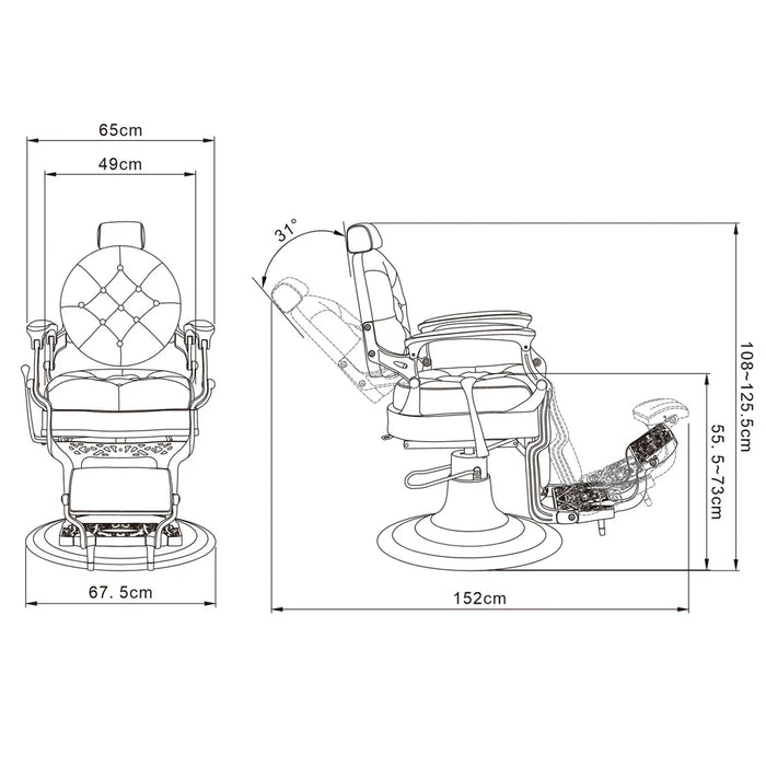 Vanquish Barber Chair - Black with Chrome Frame
