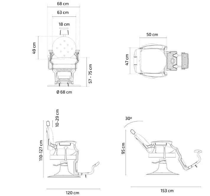 Mirplay Check Barber Chair Grey and Black