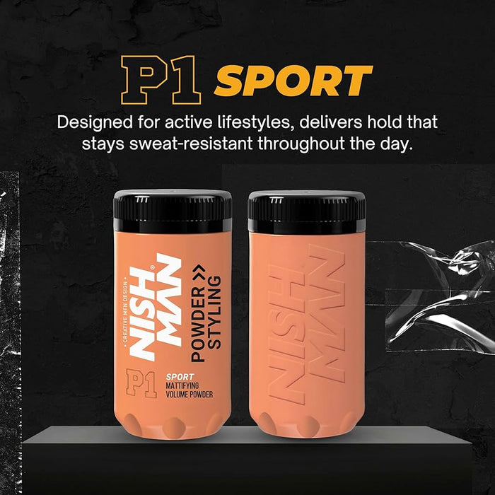 Nishman Hair Styling Mattifying Volume Powder P1 Sport - 20g - MCR Barber Supplies