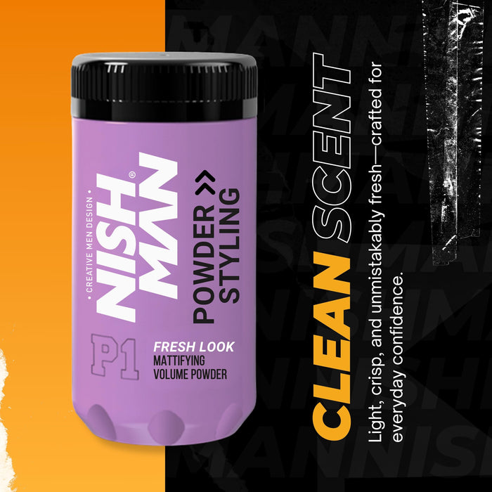 Nishman Hair Styling Mattifying Volume Powder - P1 Fresh Look 20g - MCR Barber Supplies