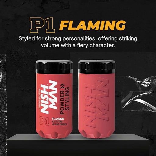 Nishman Hair Styling Mattifying Volume Powder P1 Flaming - 20g - MCR Barber Supplies