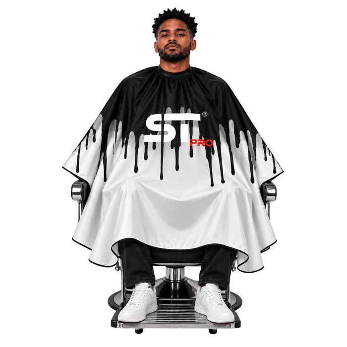 Supreme Trimmer Pro Barber Cape Rubber Neck Series Black Drip