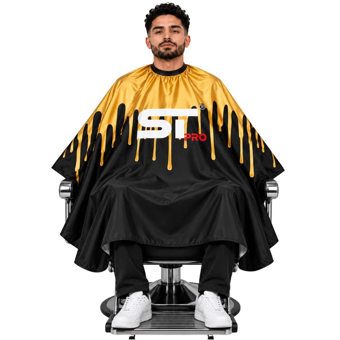 Supreme Trimmer Pro Barber Cape Rubber Neck Series Gold Drip