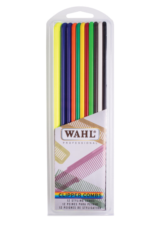 Wahl 12 Pack Flat Top Coloured Clipper Combs - MCR Barber Supplies