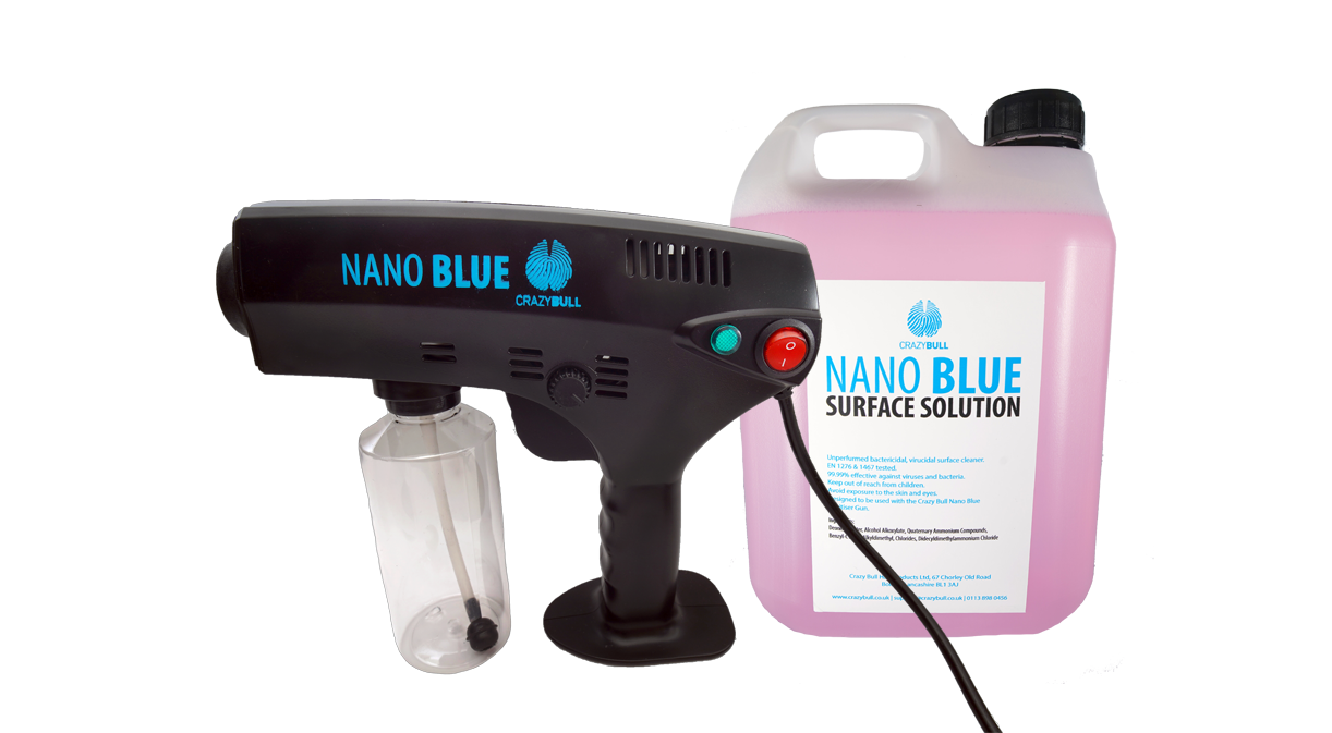 Crazy Bull Nano Blue Sanitiser Gun - Includes a free 2.5L bottle Solution - MCR Barber Supplies