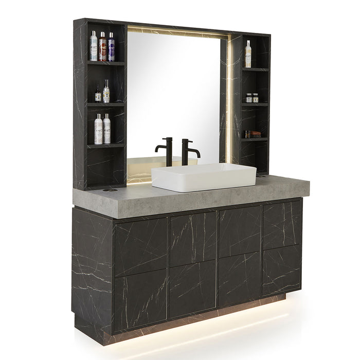 REM Oxford Barber Unit With Basin Wash & Retail Mirror