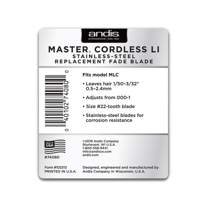 Andis Cordless Master Cordless LI Stainless Steel Replacement Blade - MCR Barber Supplies