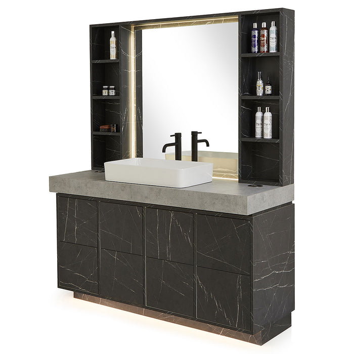 REM Oxford Barber Unit With Basin Wash & Retail Mirror